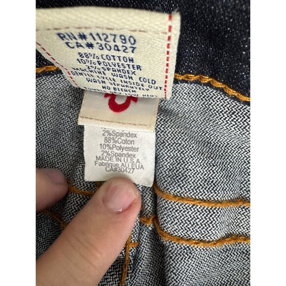 True Religion Bobby Womens 25 Dark Wash Flare Jeans NWOT White Gold Tag Made-USA - Picture 10 of 16